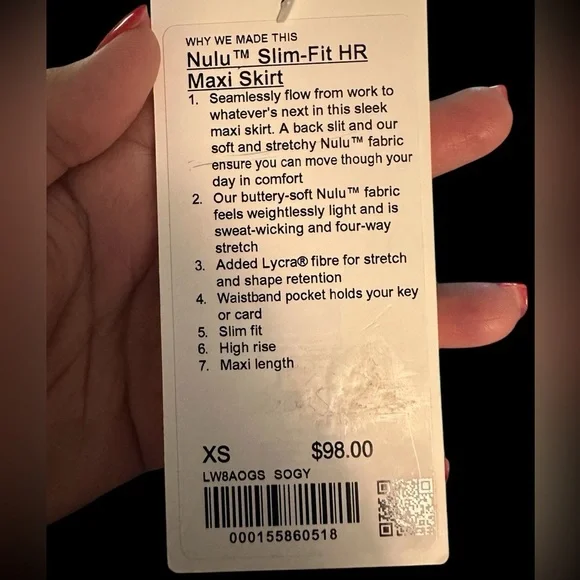 Lululemon Nulu Slim-Fit High-Rise Maxi Skirt Size XS - Picture 6 of 6